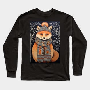 Cute Fox in Hat Funny Christmas Gift Long Sleeve T-Shirt